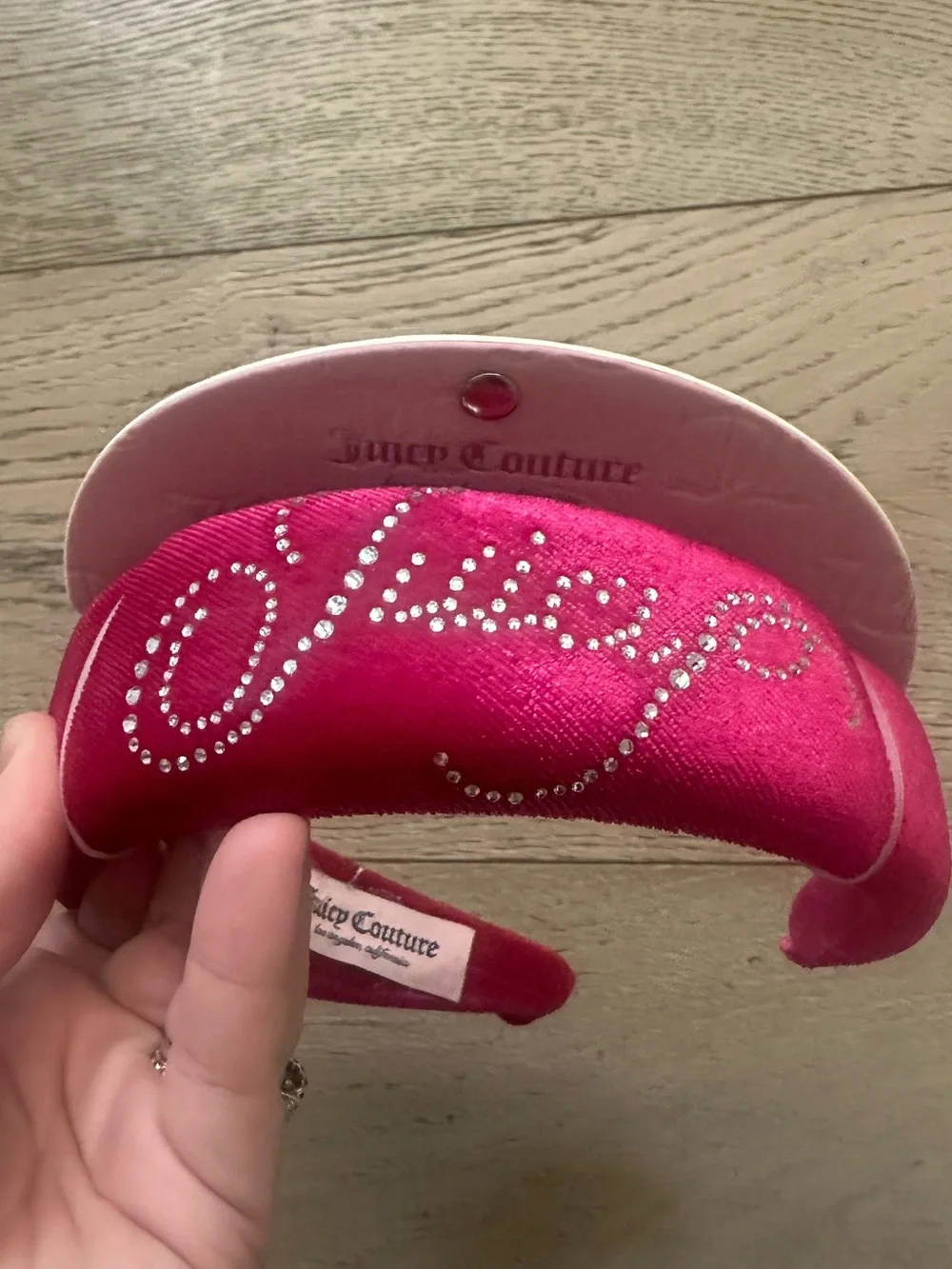 Juicy Couture Hot Pink Rhinestone Logo Padded Headband NWT Y2K